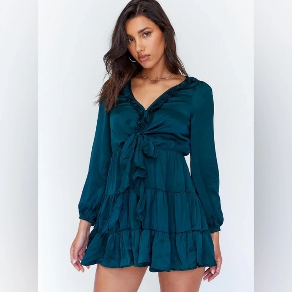Princess Polly Teal Randi Mini Dress Size Medium
